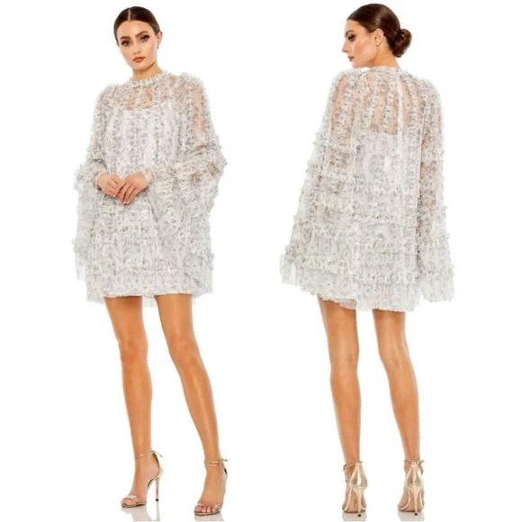 Mac Duggal Floral Ruffle Mini Dress size 10 - Picture 4 of 12